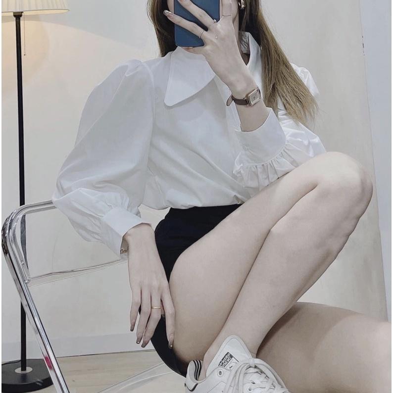 Áo sơ mi cổ sơ mi dáng suông đuôi tôm hottrend cho nữ