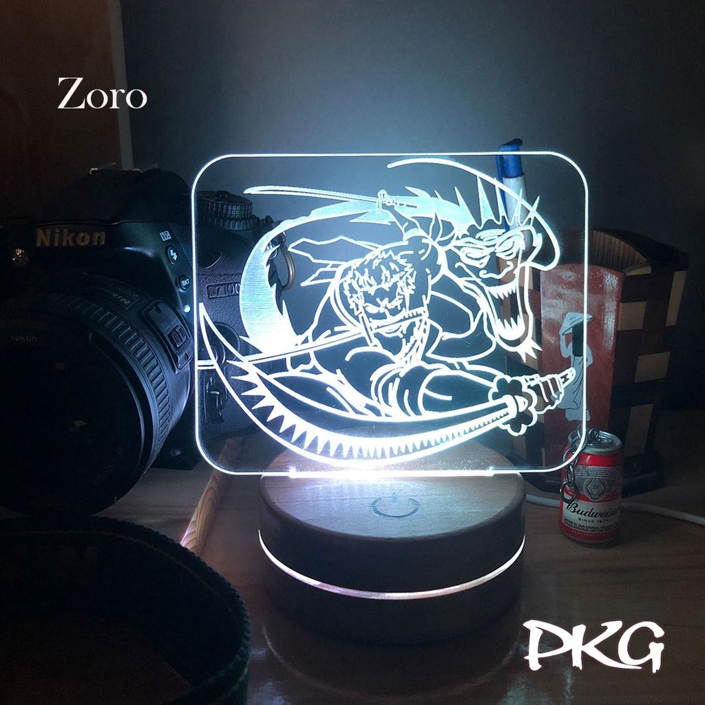 Đèn Ngủ Led 3D ZORO nhân vật Anime phát sáng 16 màu cảm ứng có điều khiển từ xa