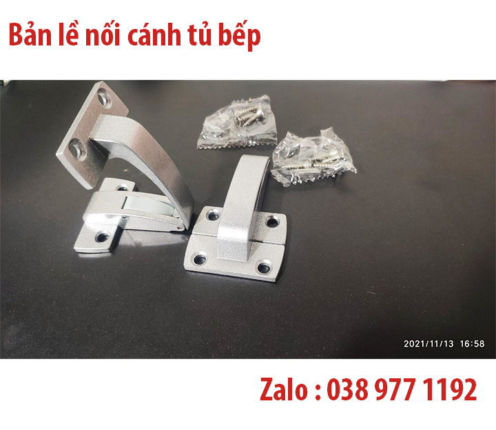 Bộ 2 bản lề nối cánh tủ bếp, chất liệu hợp kim phủ sơn tĩnh điện sáng bóng