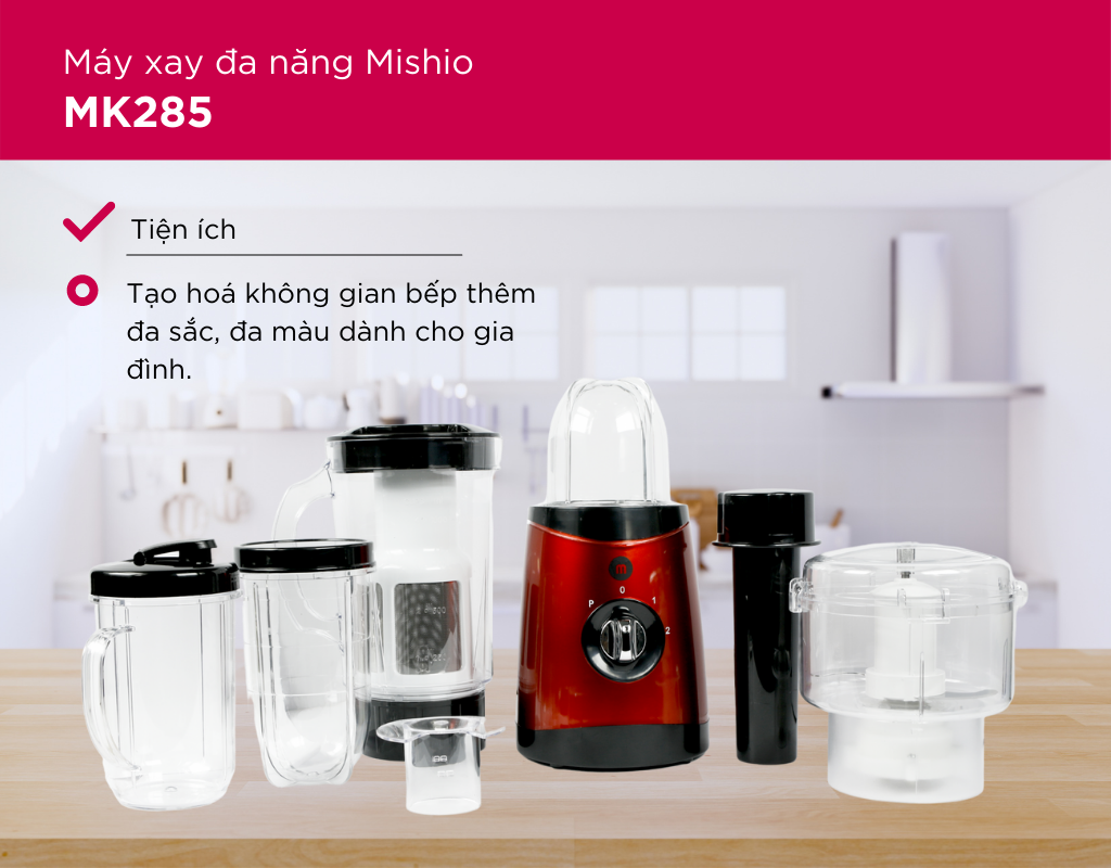 Máy xay đa năng nhiều cối Mishio MK285 - Hàng chính hãng