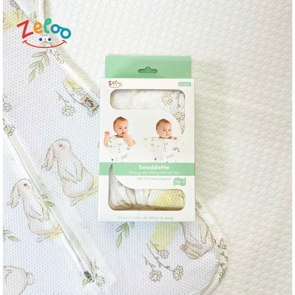 Nhộng chũn cotton thông hơi mở tay cho bé sơ sinh ZELOO quấn chũn cho bé ngủ ngon mềm mại chống giật mình - Ô tô