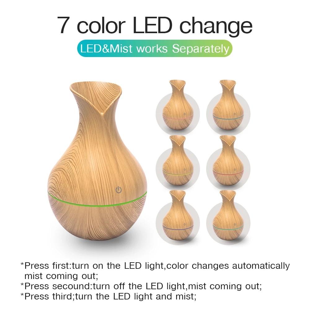 Mini Máy Tạo Độ Ẩm Không Khí USB Điện Máy Khuếch Tán Tinh Dầu Vân Gỗ Siêu Âm Thanh Mát Sương LED Cho Văn Phòng Nhà Xe Ô Tô