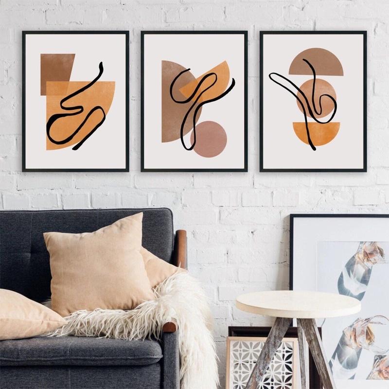 Bộ tranh 3 bức canvas hiện đại - trừu tượng
