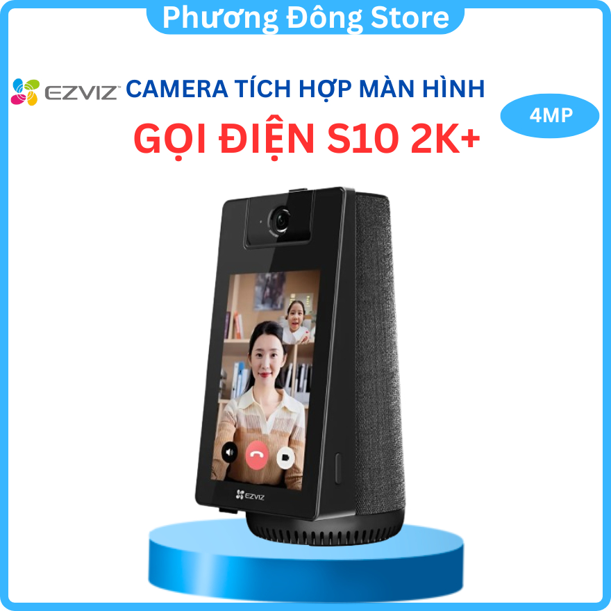 Camera trong nhà EZVIZ S10 2K+, tích hợp màn hình gọi thoại, xoay 360 độ,Tích hợp loa Bluetooth, phát nhạc - Hàng chính hãng