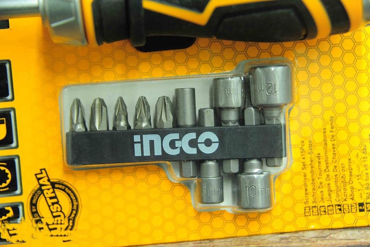 BỘ TUỐC NƠ VÍT ĐA NĂNG 15 CHI TIẾT INGCO AKISD1508 - HÀNG CHÍNH HÃNG