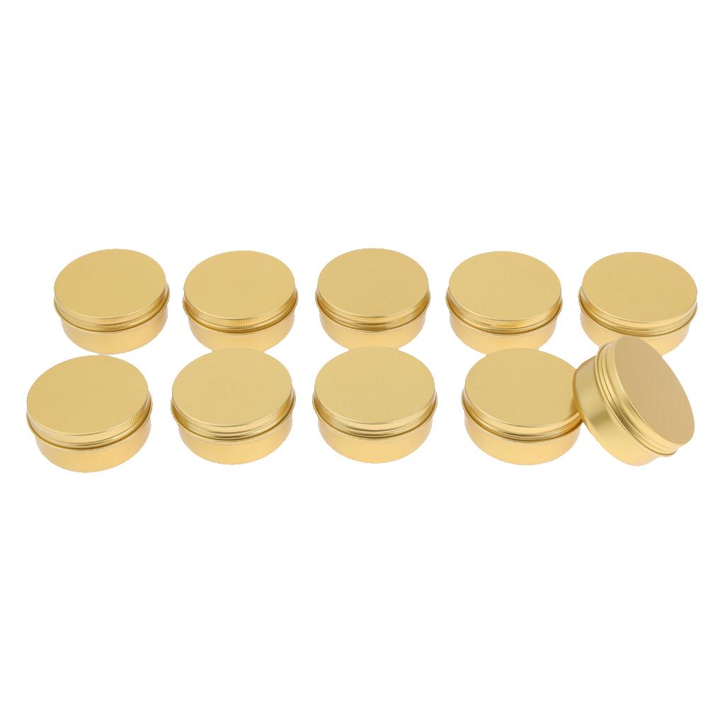 10 Pieces Round Aluminum Cream Empty Lip Balm Candles Container Jars Tin