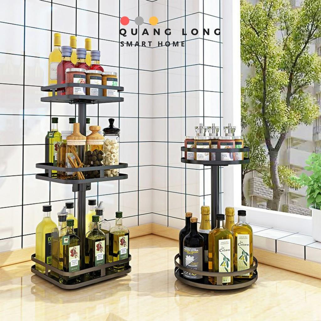 Kệ gia vị xoay 360 độ kệ đựng gia vị đa năng giá đựng đồ đa năng Nhà Bếp, Phòng Khách, phòng tắm 2/3 Tầng
