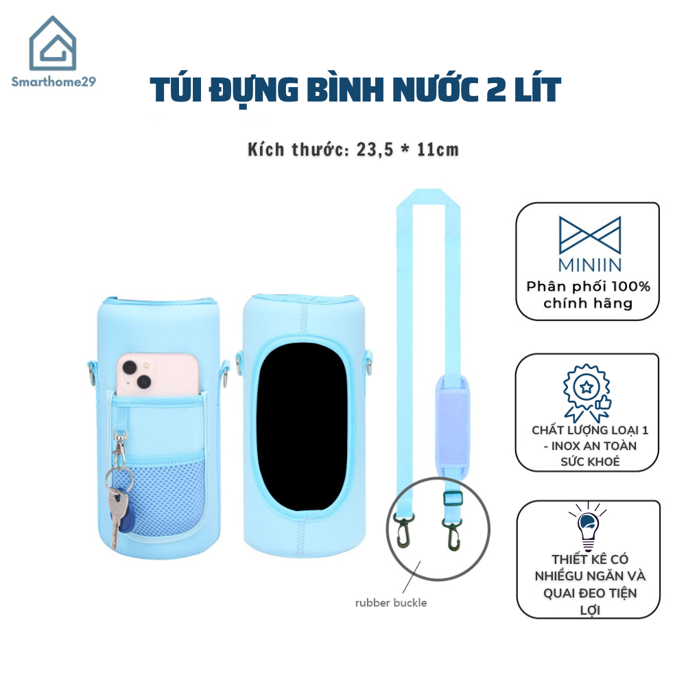 Túi Đựng Bình Nước Cách Nhiệt Thể Thao 2L Có Dây Đeo Và Giá Đỡ Điện Thoại - Loại 1 - Hàng CHính Hãng MINIIN