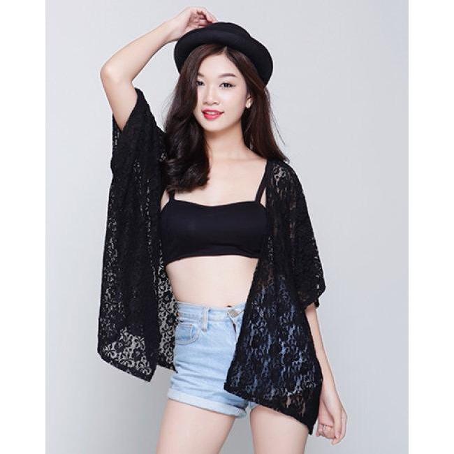 Áo cardigan kimono ren