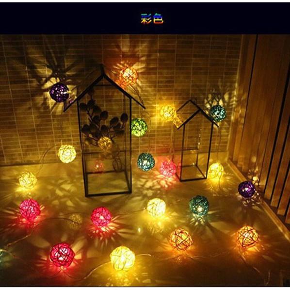 ĐÈN NHÁY LED TRANG TRÍ CÂY CẦU MÂY 20 QUẢ ĐỦ MÀU