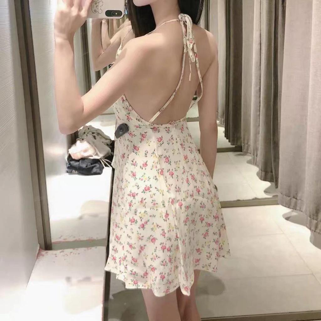 Đầm dây hoa ngắn