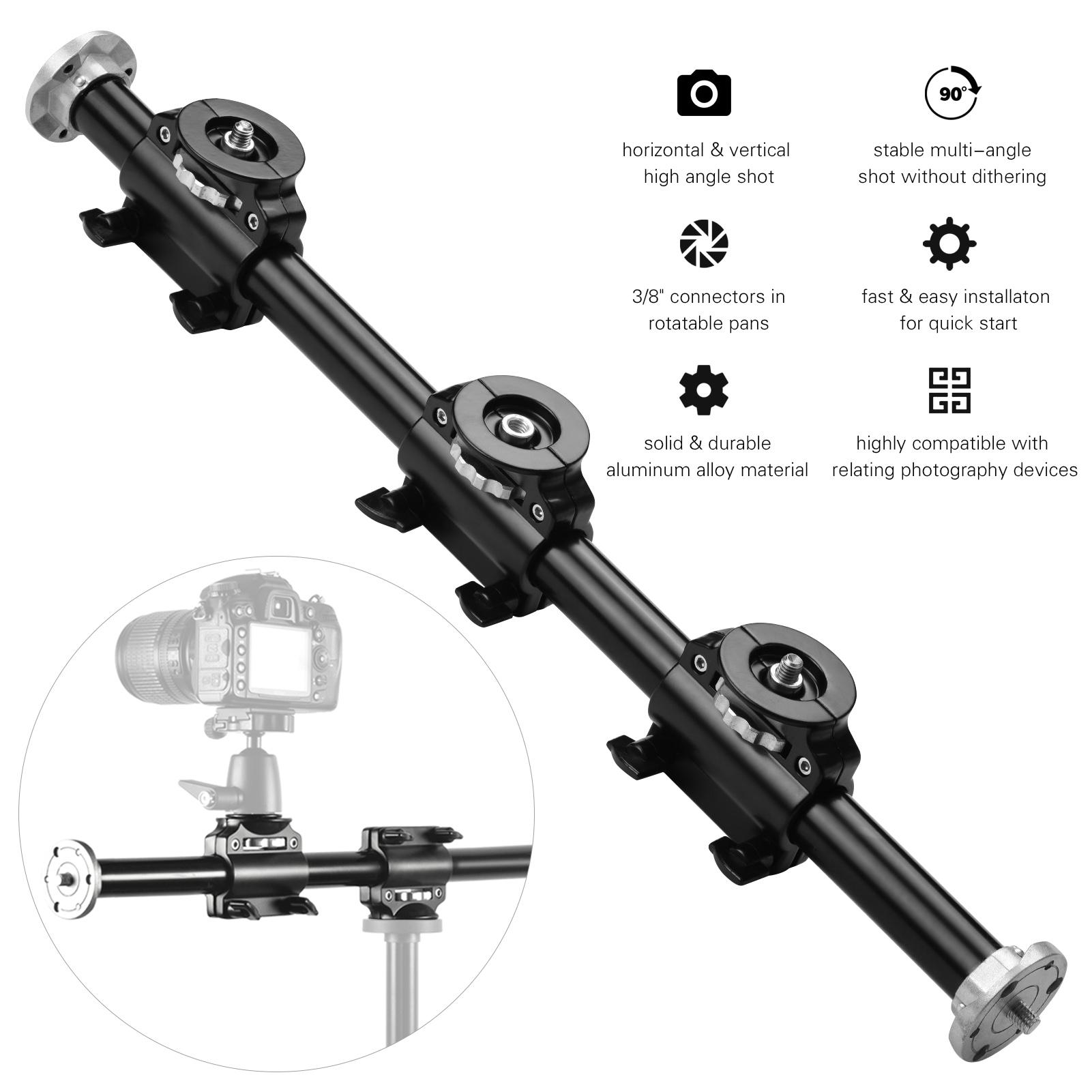 Chân máy 60cm / 24,4in Thanh Mở rộng Hợp kim Nhôm với Vít 3/8 inch