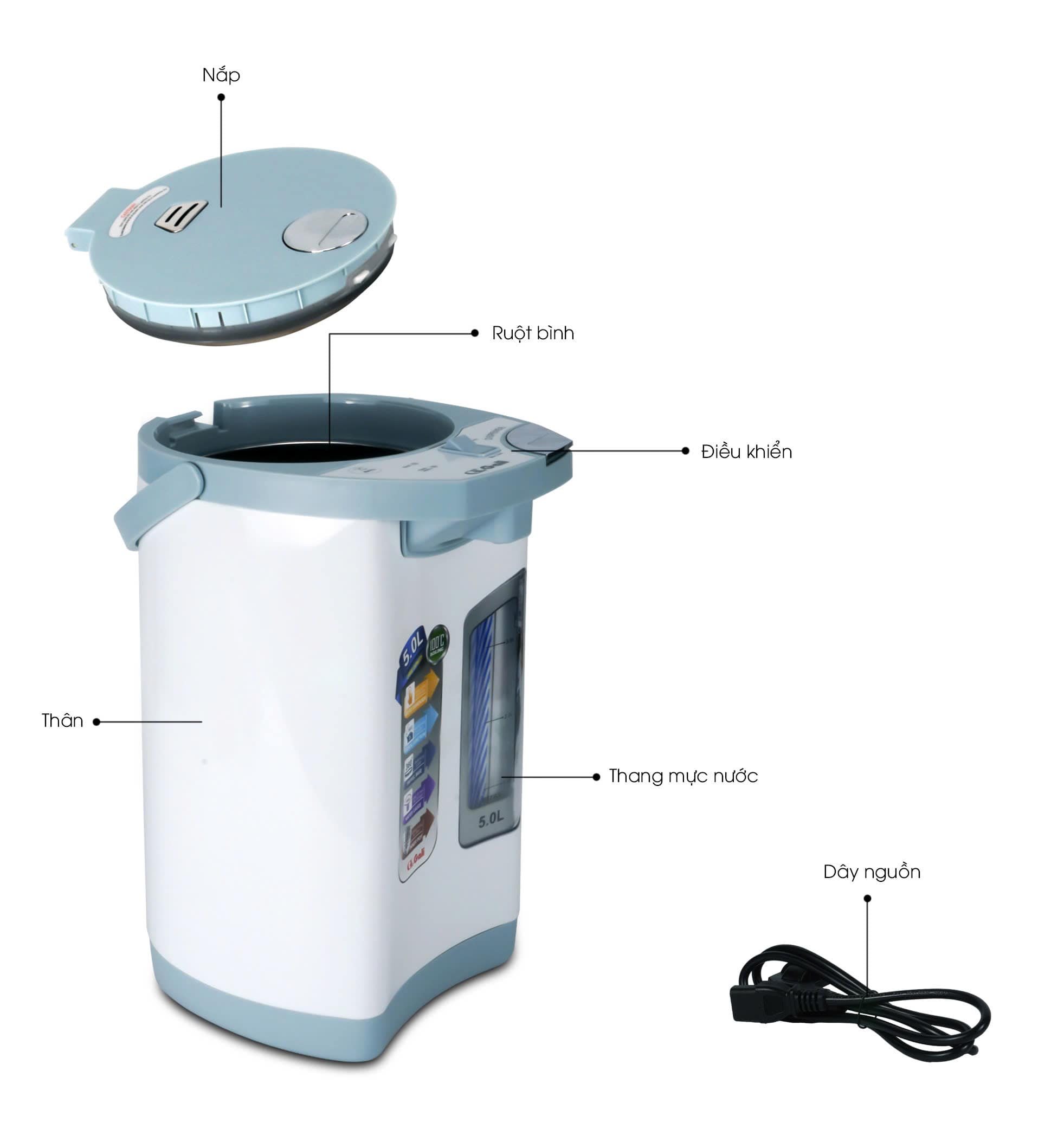 Bình Thuỷ Điện Gali GL-5050A Dung tích 5L nhỏ gọn, Thân bằng nhựa nguyên sinh cao cấp, lòng trong bằng Inox 304 dày chất lượng. Hàng chính hãng chất lượng cao bảo hành 24 tháng.