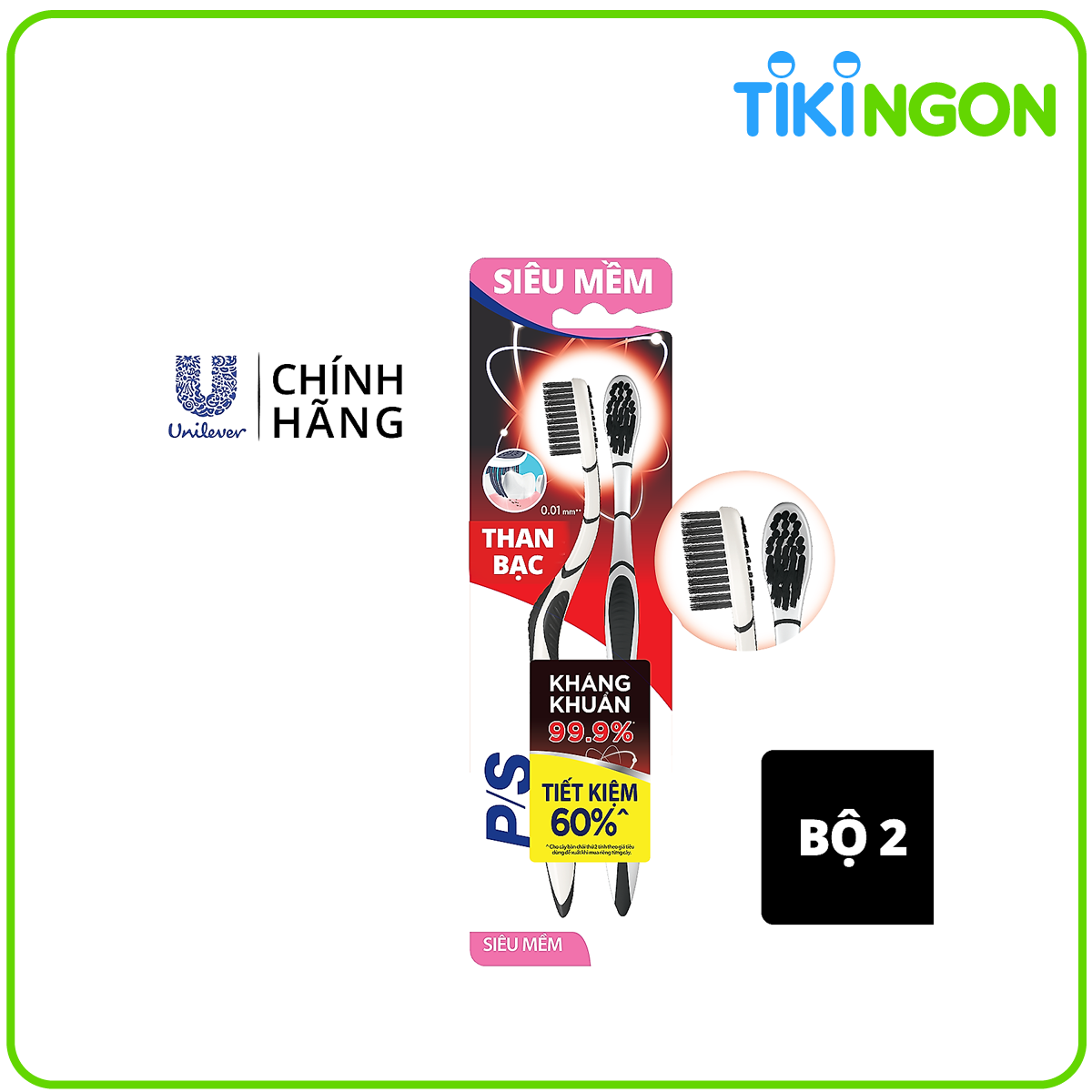 Combo 2 Bàn Chải Đánh Răng P/S Than Bạc - Giao Màu Ngẫu Nhiên