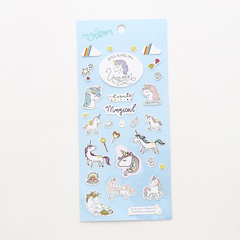 Tờ Nhãn dán Sticker trang trí sổ nhật kí họa tiết kì lân unicorn đáng yêu ST164