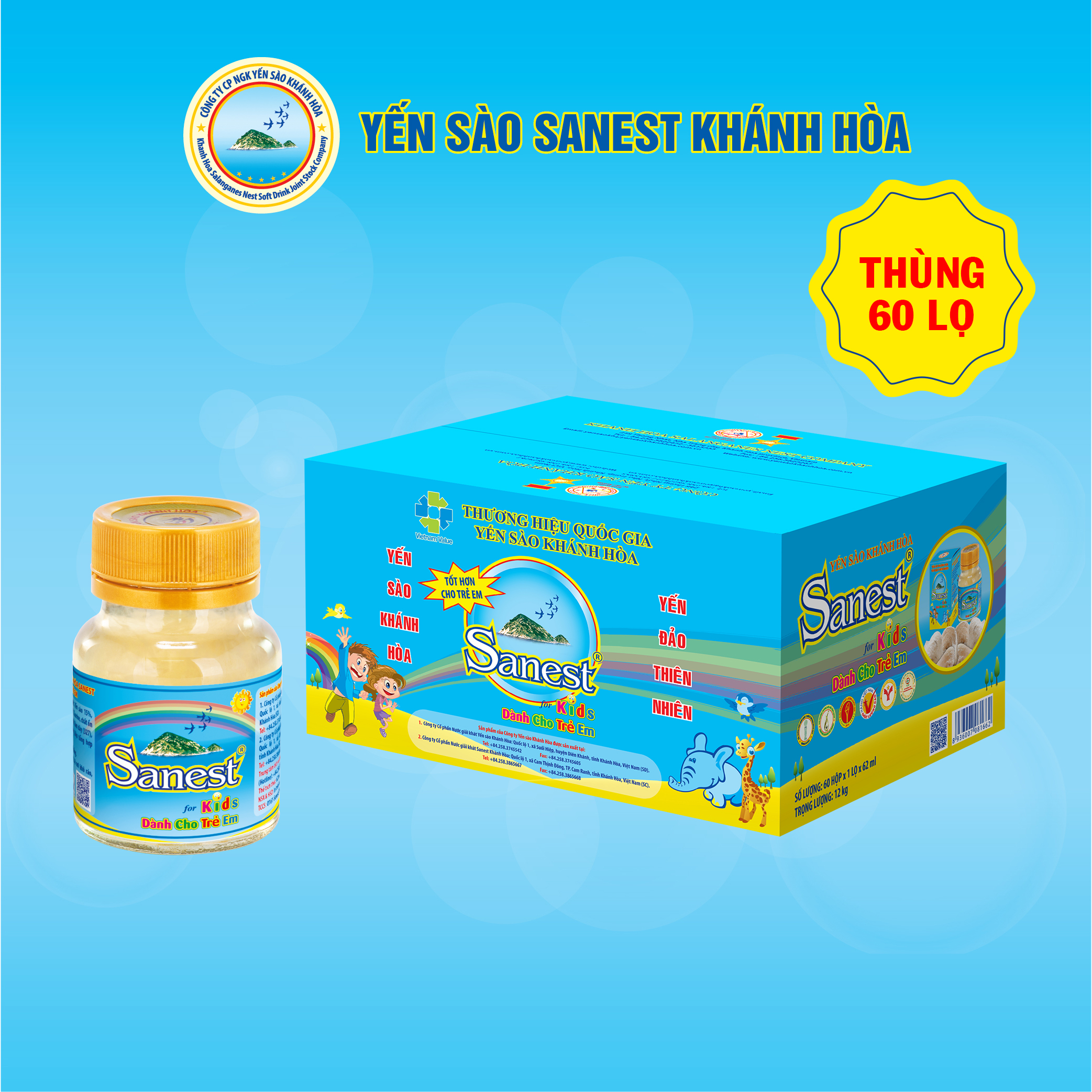 Nước Yến sào Khánh Hòa Sanest Kids đóng lọ 62ml - 0161