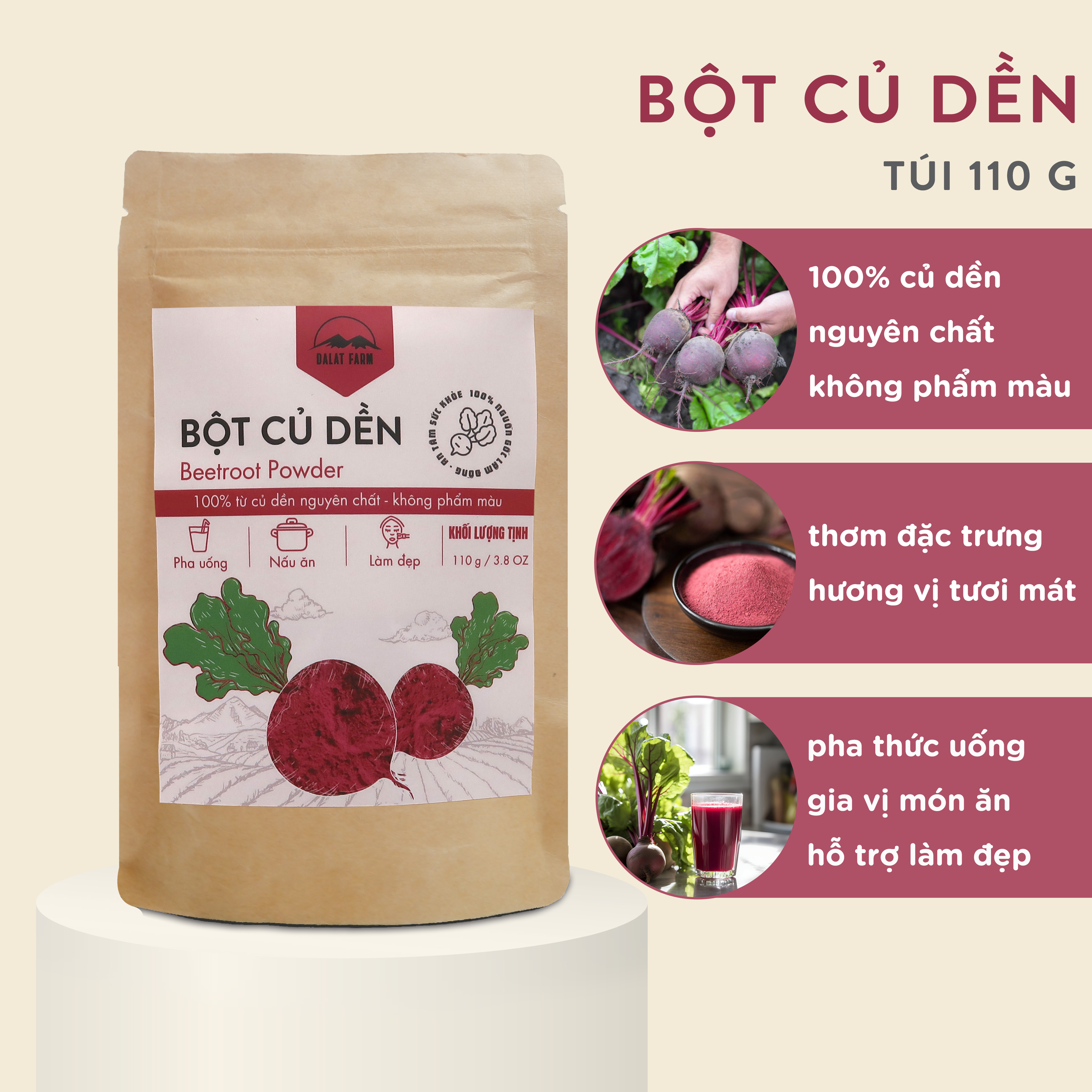 Bột Củ Dền Dalat Farm - Túi 110 g