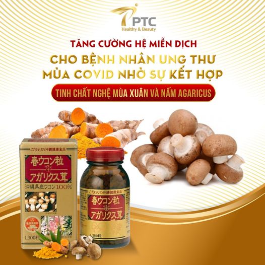 Thực Phẩm Chức Năng Nghệ Mùa Xuân Và Nấm Agaricus Kanehide Bio (1300 viên)