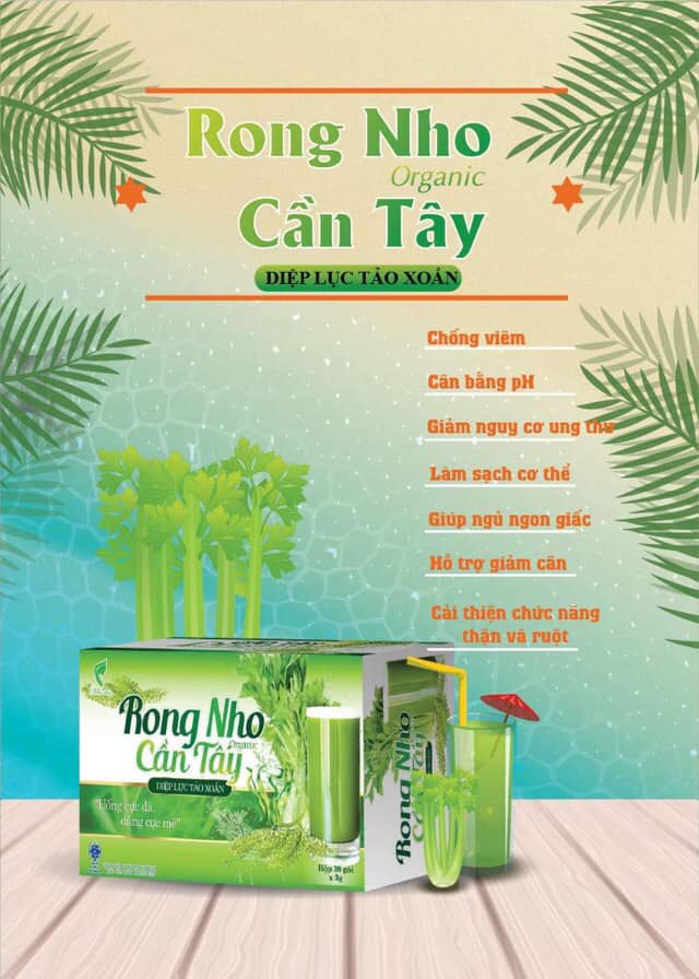 Rong nho cần tây diệp lục tảo xoắn organic