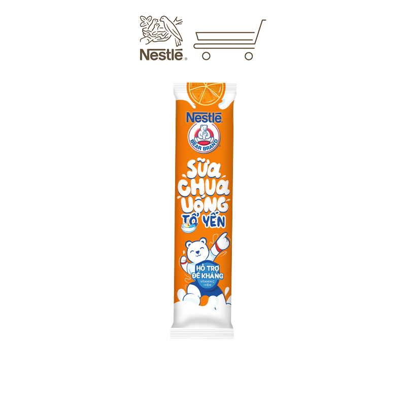 [TẶNG KÈM 4 GÓI] Thùng 32 gói Sữa chua Tổ Yến Nestlé Gấu hương Cam 32x75ml