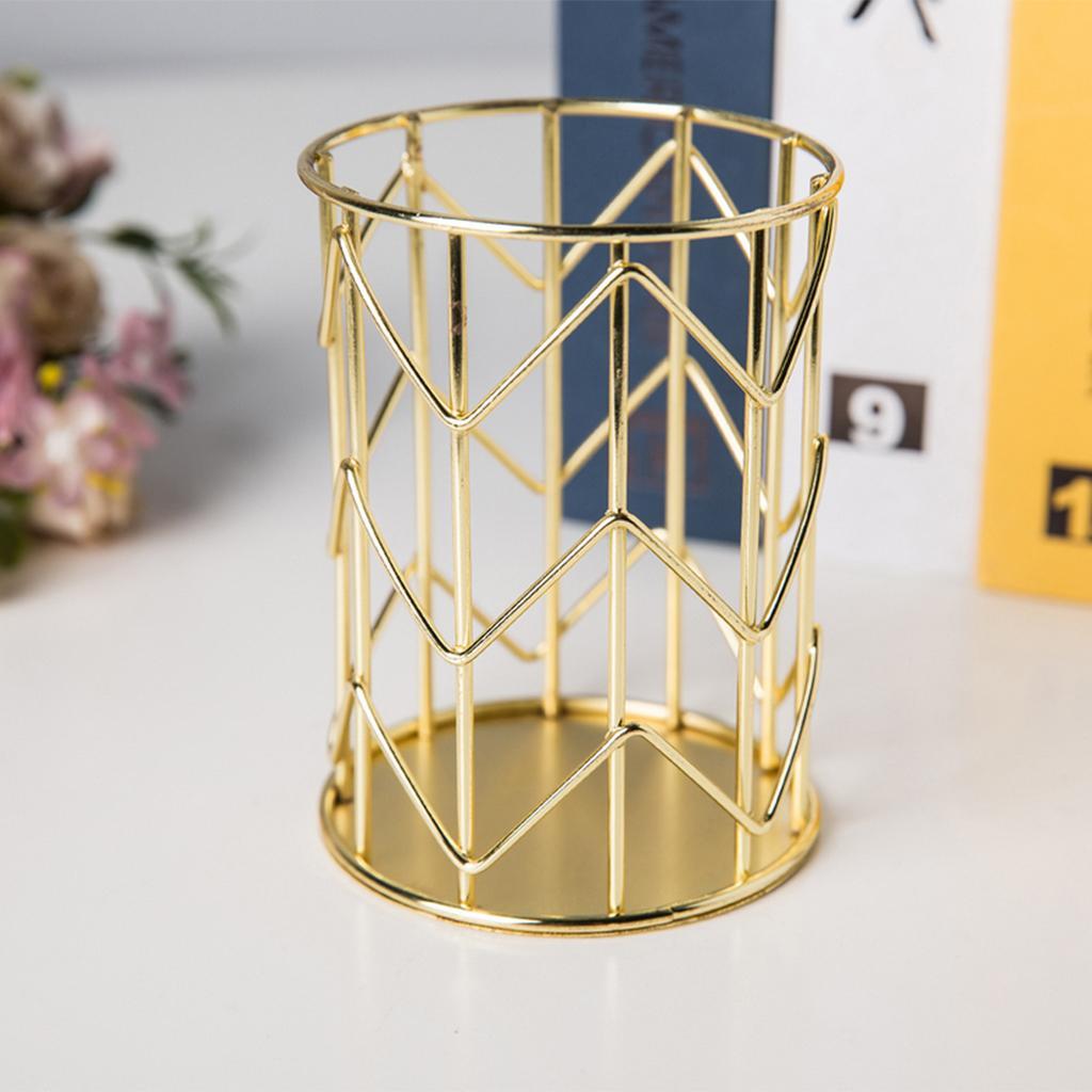 European   Wire Pencil Holder  School Office Golden