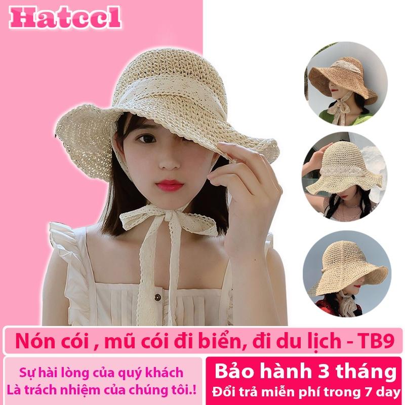 Mũ nón cói nữ đi biển vành rộng thời trang cao cấp tiểu thư có dây buộc - TB9