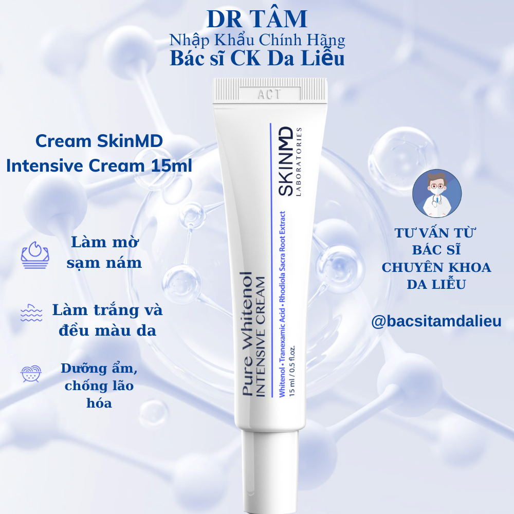 SkinMD Pure Whitenol Intensive Cream 15ml - Tái tạo da Nám, Trắng Sáng Da Và Chống Lão Hóa - Hàn Quốc