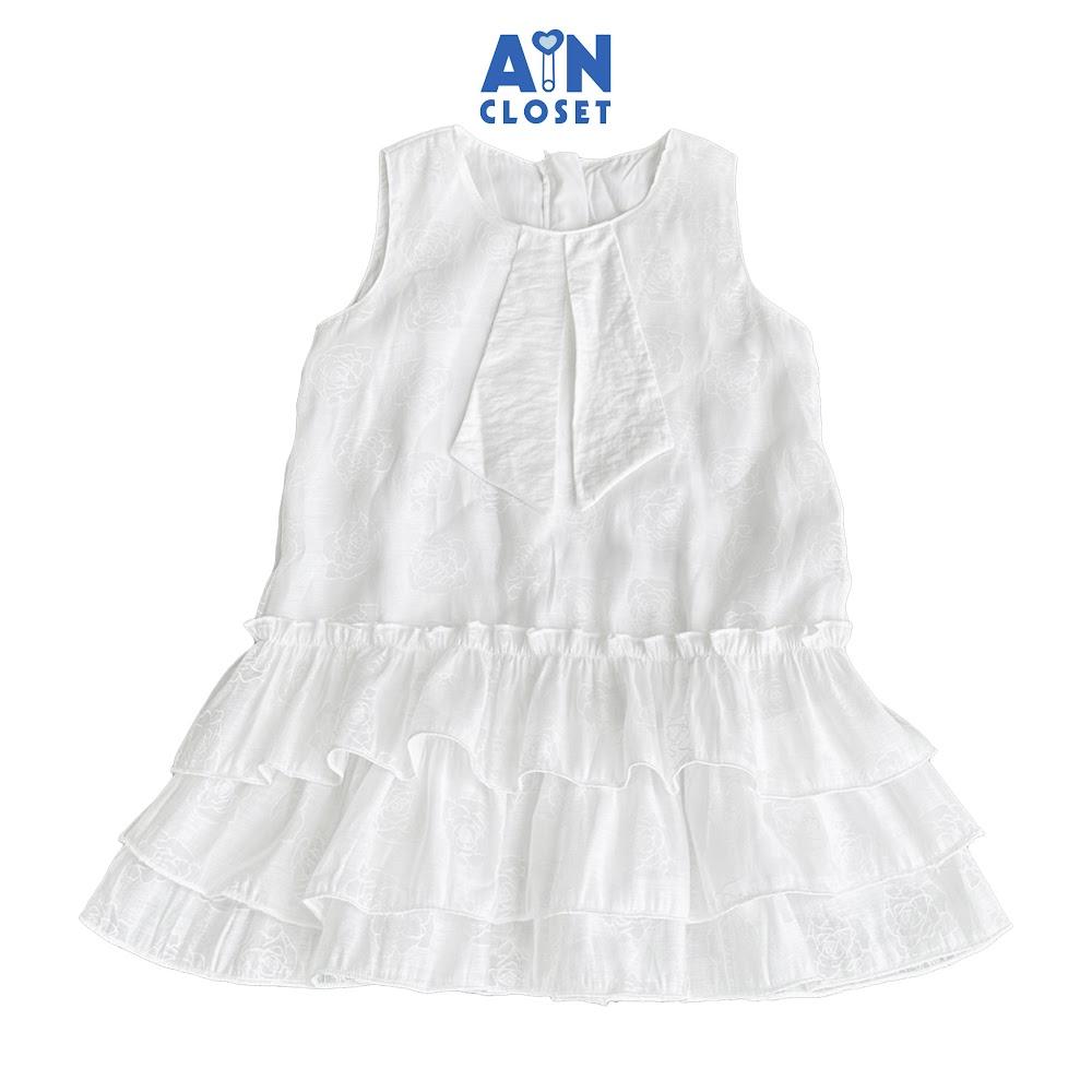 Đầm bé gái họa tiết Hoa Hồng Trắng tơ crepe - AICDBGR5AGLB - AIN Closet