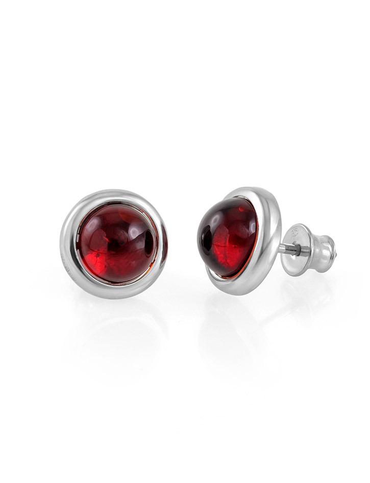 Bông Tai Hổ Phách Baltic Cherry – Stud