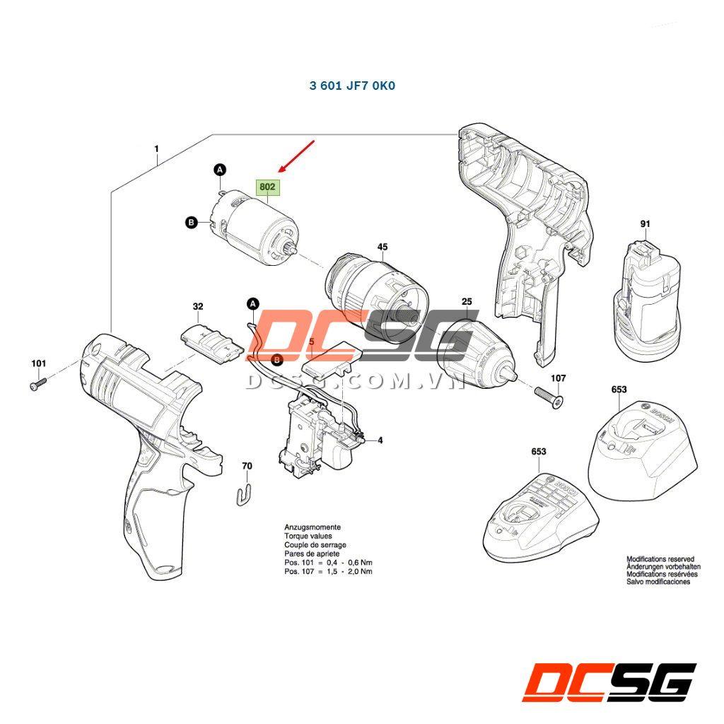 Motor máy khoan GSR120-LI/ GSR10.8V-13 Bosch 1607000C5K | DCSG