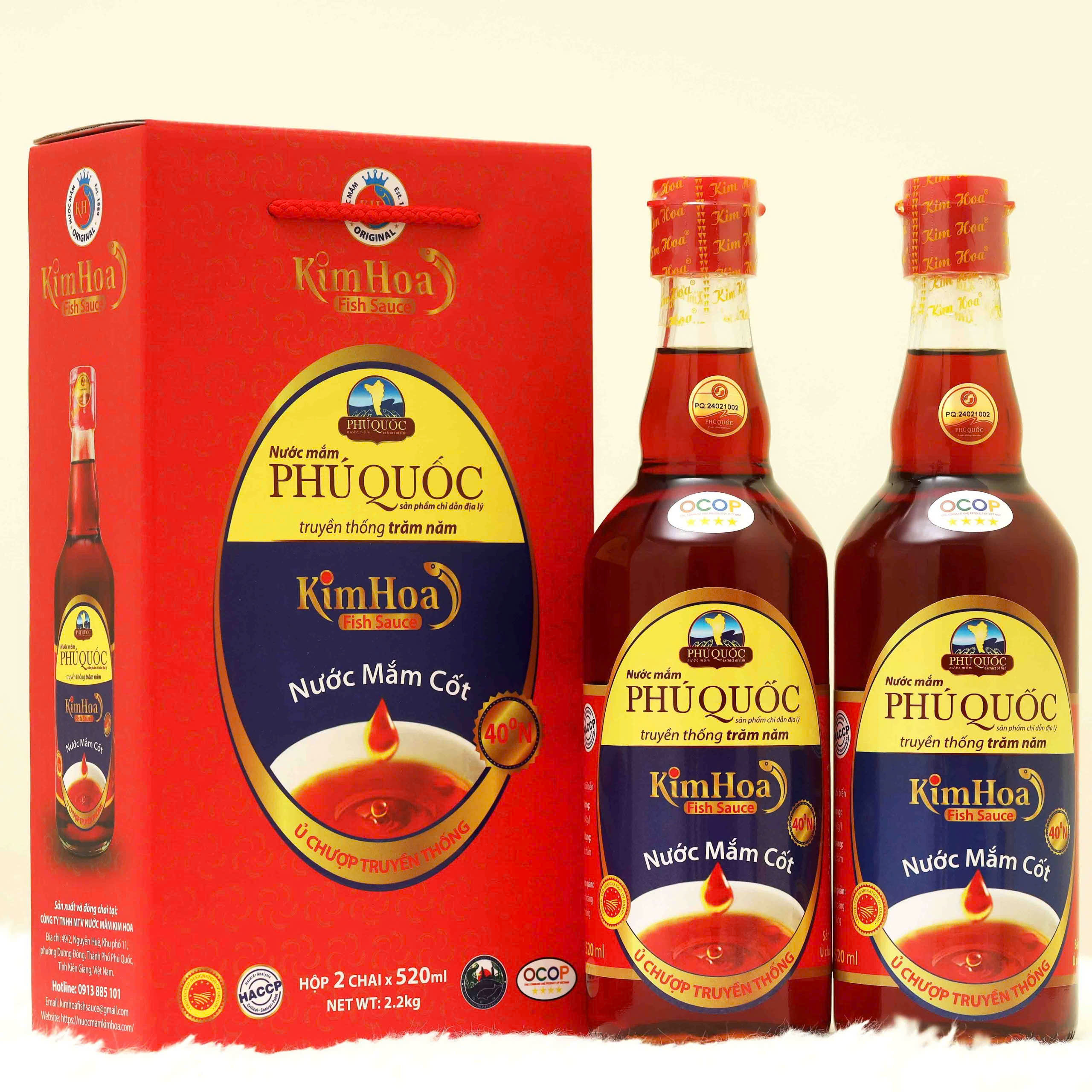 Nước mắm cốt Kim Hoa Phú Quốc 40 đạm chai 520ml