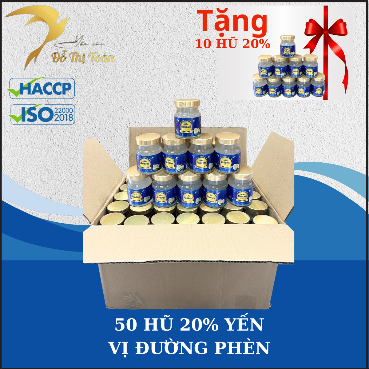 [DTT] 50 hũ 20% (Kèm 10 hũ) Yến chưng chọn vị- Yến sào Đỗ Thị Toán