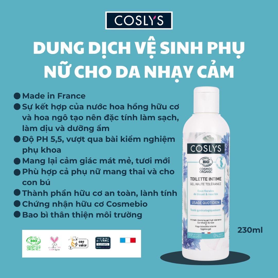 Dung dịch hữu cơ (Gel) vệ sinh phụ nữ dành cho da khô và nhạy cảm 230ml - Coslys