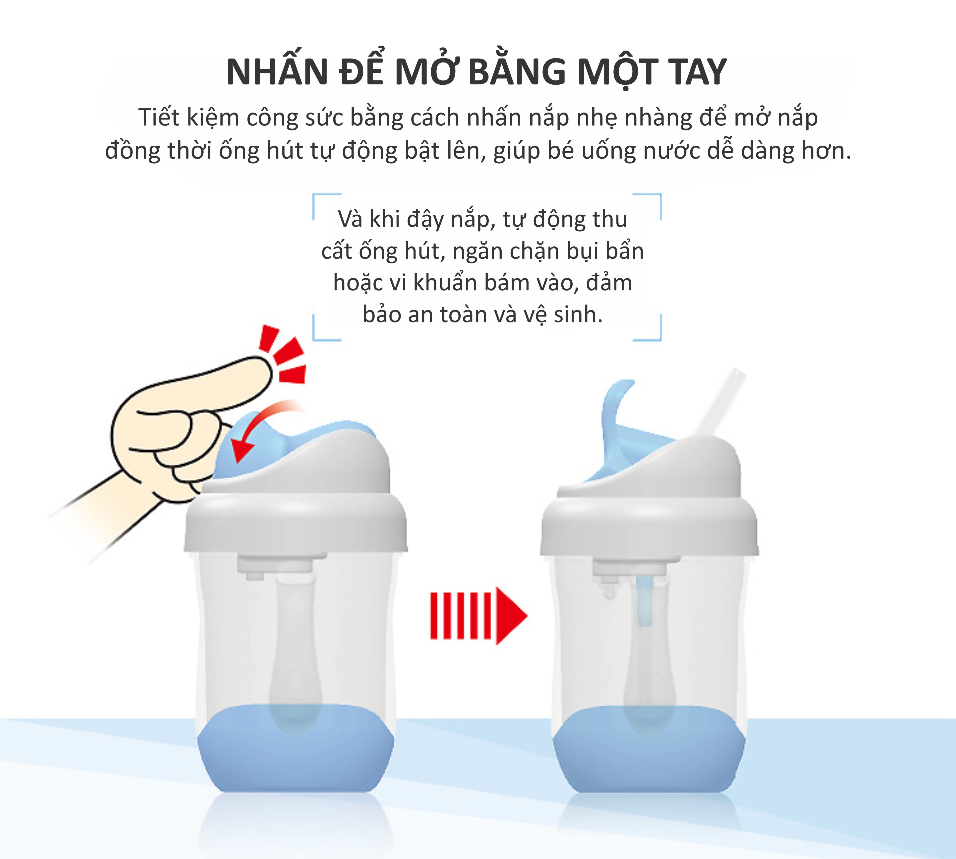 BÌNH UỐNG NƯỚC ỐNG HÚT CÓ TAY CẦM 200ML BẰNG NHỰA PP KUKU - KU5472