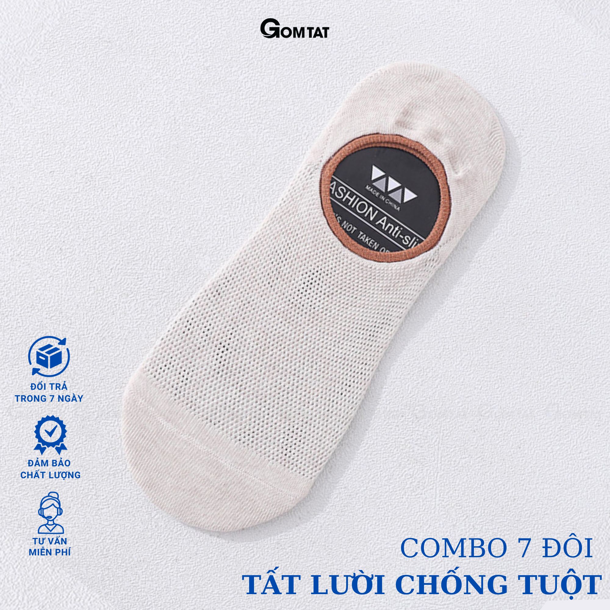 Combo 7 đôi tất nam đi giày lười có đệm silicon chống tuột gót, vớ lười nam chất liệu cotton khử mùi hôi - MIA-1402-CB7