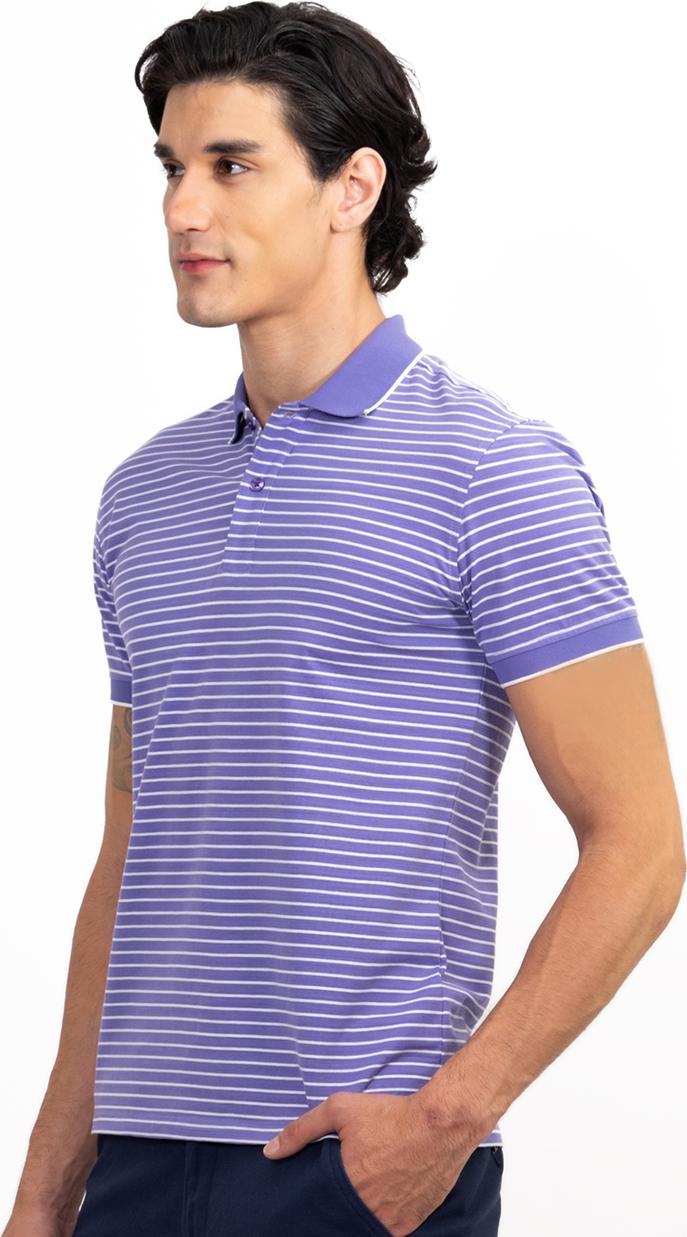 Áo Polo Nam Dệt Sọc Novelty NATMSNMCSR191048N - Tím Sọc Trắng