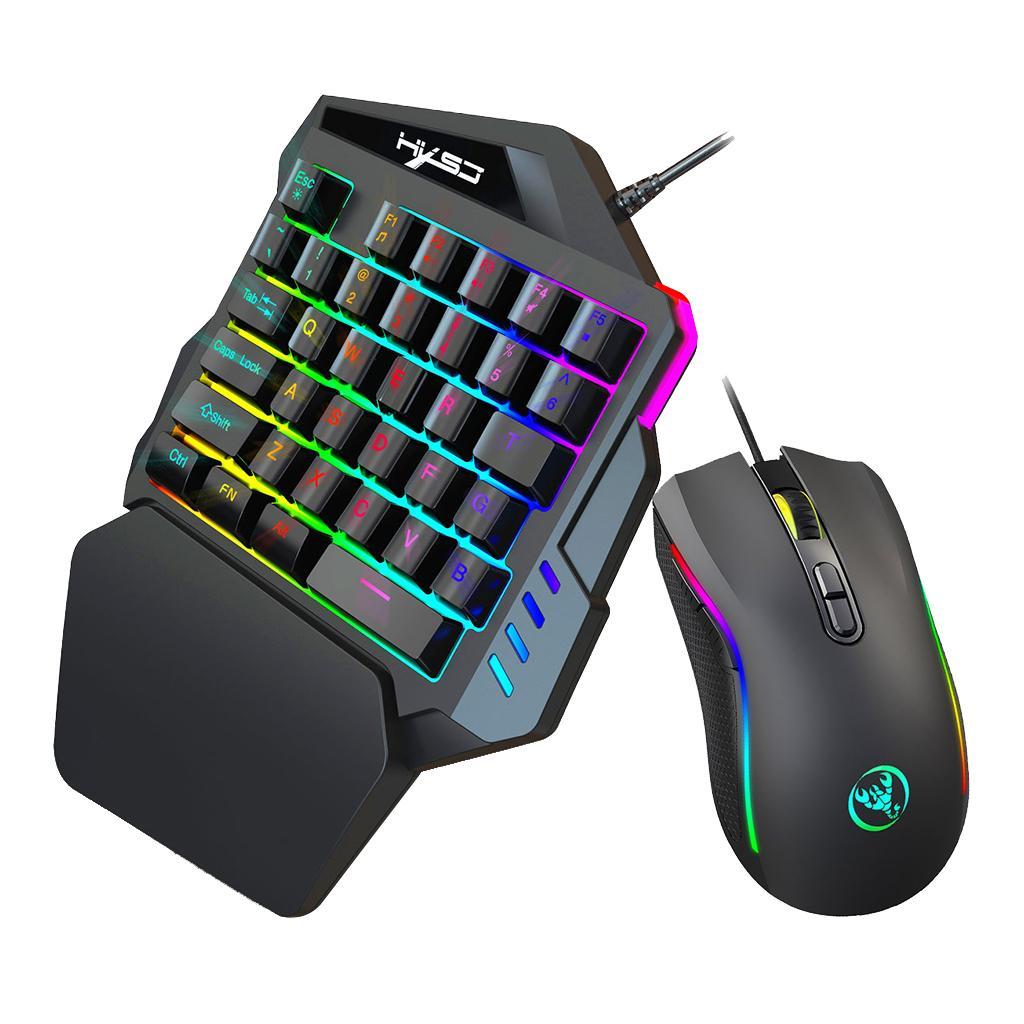 Mini -Handed Gaming Keyboard Mouse Combo USB Wired Game 35 Keys Accessory