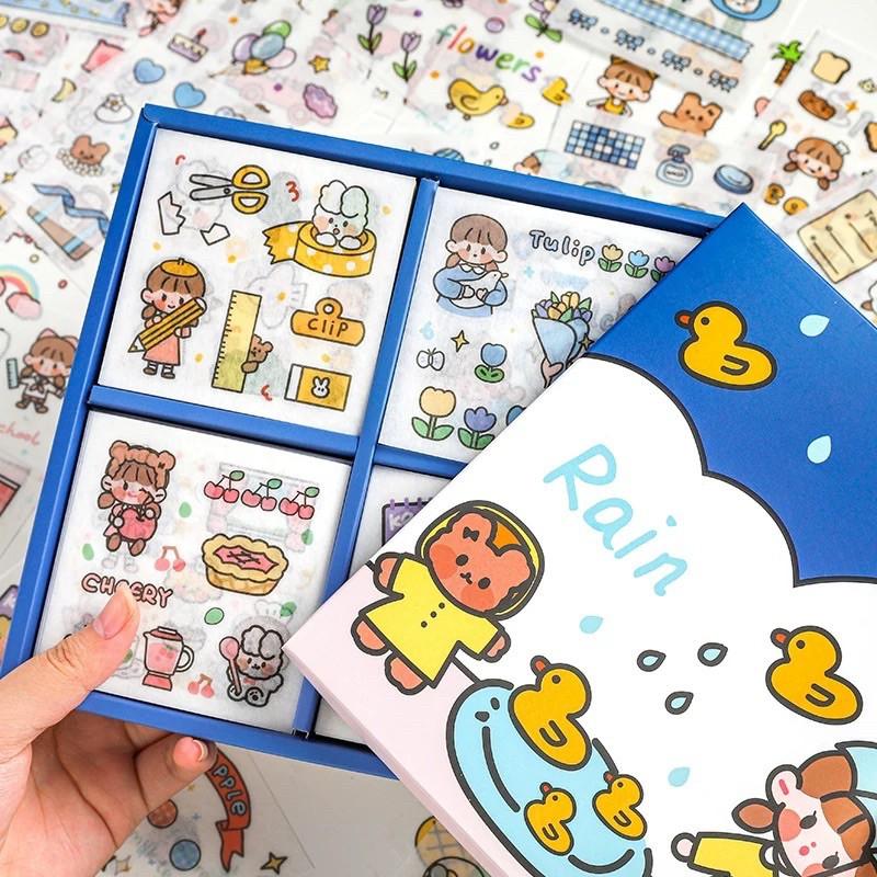 Hộp 100 tờ sticker INFELLME không trùng mẫu siêu dễ thương (có sẵn)