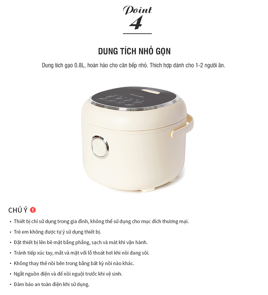 Nồi Cơm Điện Lock&Lock EJR716IVY 0.8L - Hàng Chính Hãng