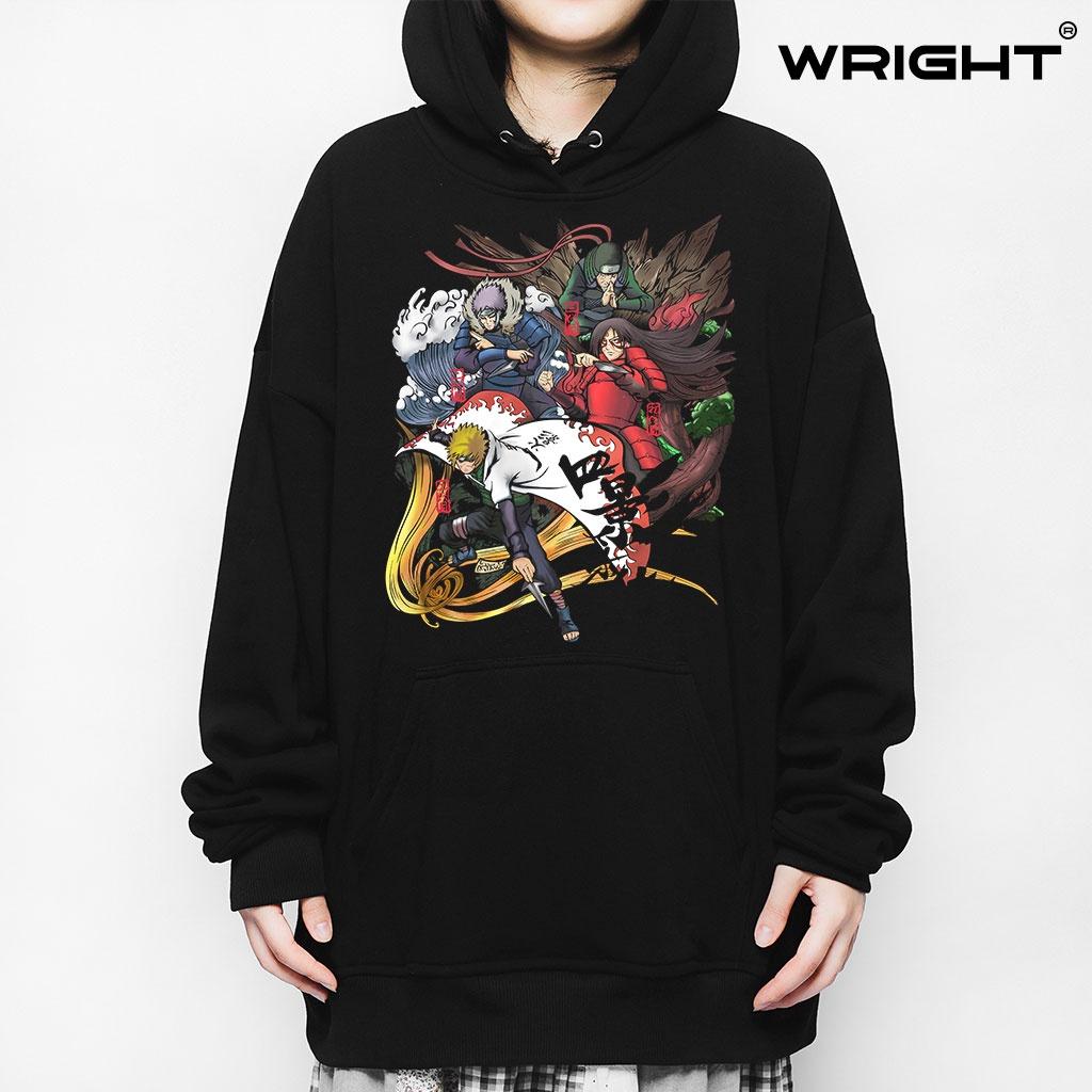 Áo hoodie anime wright tứ đại hokage oversize unisex