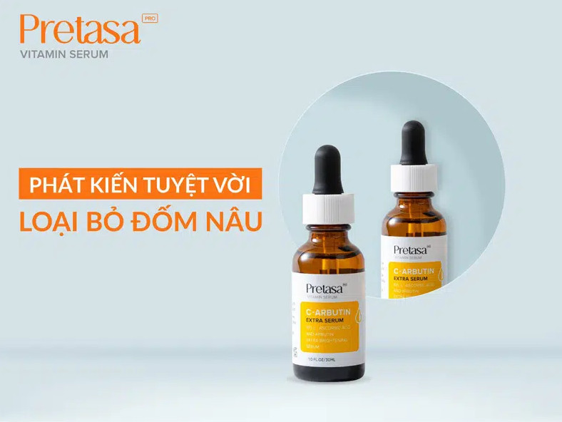Serum Sáng da mờ thâm SKINAVIS - PRETASA vitamin C Arbutin Extra Serum - Hàng Chính Hãng