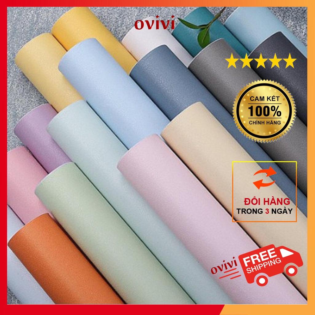 Giấy Dán Tường Phòng Ngủ Trơn Một Màu Pastel Nhám Vân Nổi Có Sẵn Keo Đẹp Cuộn 10m Dày Giá Rẻ OVIVI