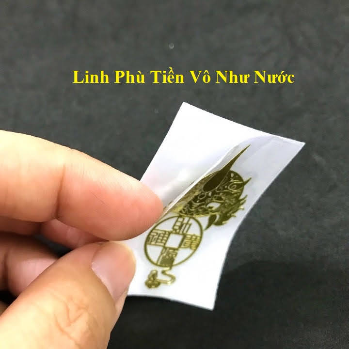 Linh Phù Tiền Vô Như Nước, Dùng linh phù để dán điện thoại, laptop, xe máy, xe hơi, bàn thờ ông địa hay vị trí làm việc, kích thước 4.5x3cm, màu vàng - TMT Collection - SP005365