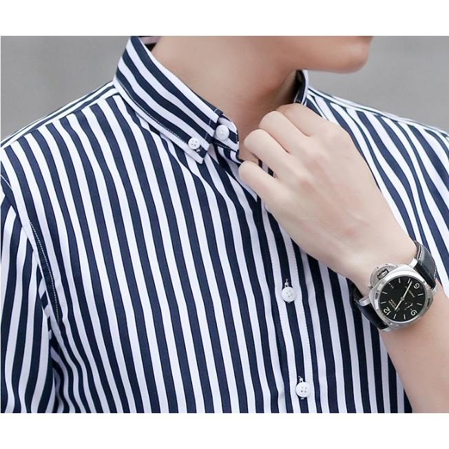 Áo Sơ Mi Kẻ Nam Vải Lụa không nhăn không sù -
