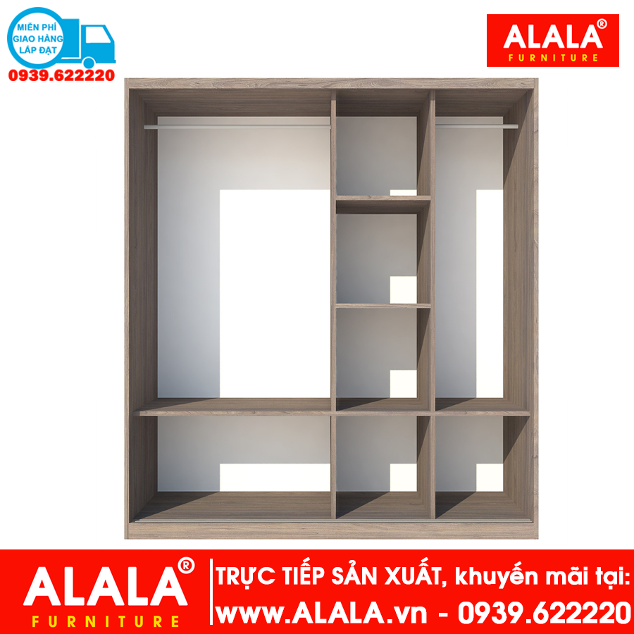 Tủ quần áo ALALA236 gỗ HMR chống nước - www.ALALA.vn - 0939.622220