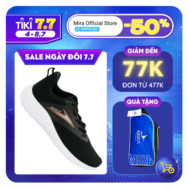 Giày Sneaker nam nữ Mira Sky A1 Đen chính hãng, giày chạy bộ thể thao cao cấp - MS002