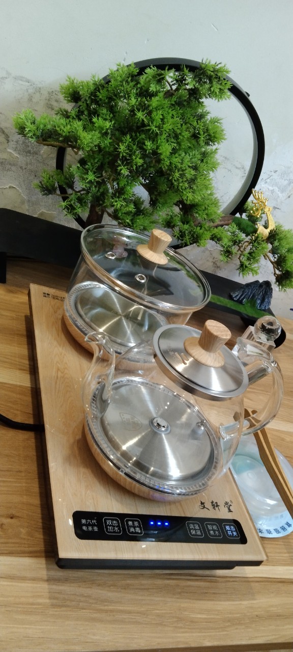 Bộ Đun Nước Điện Tự Động Pha Trà Thủy Tinh Cao Cấp,Led Xanh Sáng 2 Bên Khi Đun,Có Thể Đun Đồng Bộ