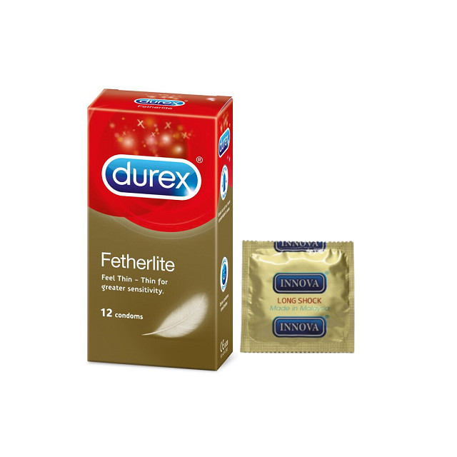 Bao cao su Durex Fetherlite 12 bao / hộp + Tặng 1 Bao cao su INNOVA Siêu gai