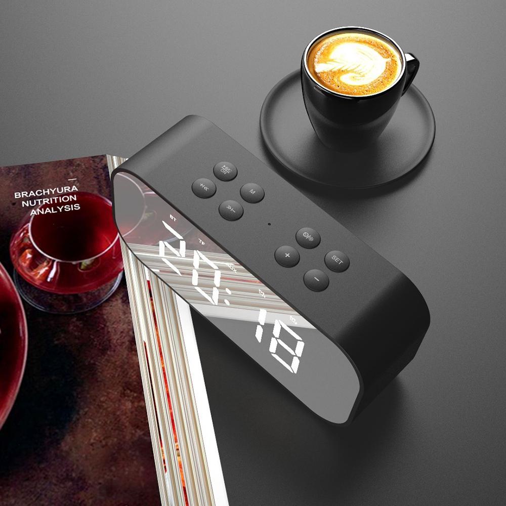 Loa bluetooth không dây mặt gương có đèn led hiển thị giờ kèm phụ kiện