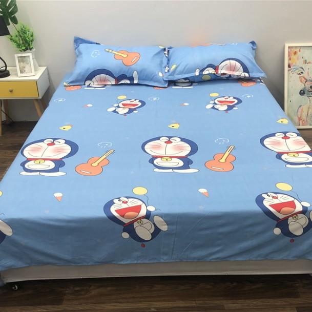 Bộ Ga Gối Cotton Poly Mẫu DOREMON ĐÁNH ĐÀN